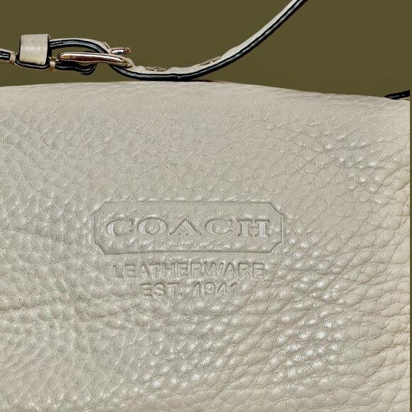 Coach White Pebbled Leather Baguette | Silver Hardware | Classic 1941 Design - Picture 7 of 13
